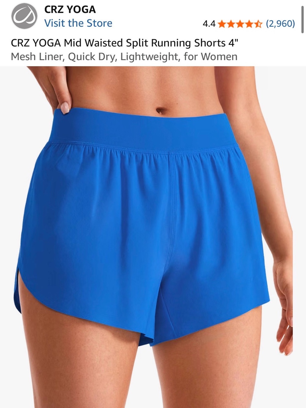 CRZ YOGA Women's Mid-Waist Split Running Shorts - sparkle blue